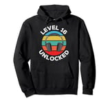 Level 16 Unlocked Music DJ Headphones Vintage 16th Birthday Pullover Hoodie