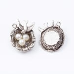 WANM Mix 8 Pcs Zinc Alloy Bird S Nest Pearl Inlay Pendant Pendant Diy Fashion Bracelet Jewelry Accessory