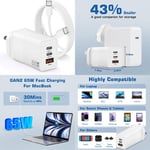 65W USB-C GaN 3-Port Charger Power Adapter for Mac Book Pro, Air,...