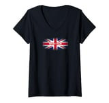 Womens WEST HAM London UK Union Jack Flag Fadeaway Design V-Neck T-Shirt