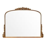 SHYFOY Miroir Mural Arqué Doré Vintage, Grand Miroir Mural Salon, Style Baroque Shabby Chic, Decoration Murale, 90 x 60 cm, Or