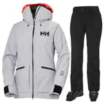 Helly Hansen Powderqueen/Legendary skisett, dame, Grey Melange/svart