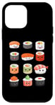 Coque pour iPhone 12 mini Visages de sushis kawaii mignons type japonais de suchi amateur de nourriture