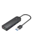 Vention USB 3.0 hub with 3 ports sound card and power supply 0.15m black USB hub - 3 porttia - USB 3.0 - Musta