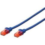 Ewent Câble de réseau Patch Cat 6 U/UTP, aWG 24/7, 2 connecteurs RJ45 Bleu Bleu 2 MT