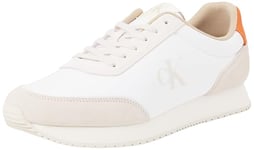 CK JEANS Homme Retro Runner Iconic SNK YM0YM01119 Baskets, White (Bright White/Eggshell/A Orange), 44.5 EU