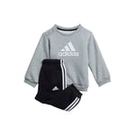 adidas Unisexe bébé I Bos Logo Jog Set Jogging Survetement, Top:medium grey heather/white Bottom:BLACK/WHITE, 2-3A