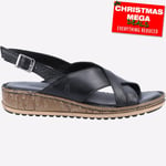 Hush Puppies Elena Cross Over Womens Leather Wedge Sandals Black