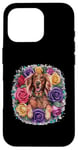 iPhone 16 Pro Cartoon Irish Setter dog with roses Case