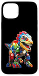 Coque pour iPhone 15 Plus Jeu de briques T-Rex pour les amateurs de dinosaures