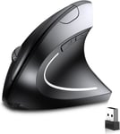 Souris Ergonomique Sans Fil 2.4Ghz, Souris Verticale, Souris Sans Fil Ergonomique Droitier Avec Récepteur Usb, 800/1200/1600 Dpi, 5 Boutons,Silencieuse, Pour Pc/Notebook/Portable(Rechargeable)