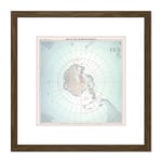 Antarctic Regions 1962 Map 8X8 Inch Square Wooden Framed Wall Art Print Picture with Mount