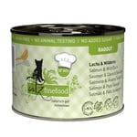 catz finefood Ragout N° 605 - Nourriture Humide pour Chats au Saumon et au Canard - Nourriture Fine pour Chats en Sauce sans céréales ni Sucre à Haute teneur en Viande - 6 boîtes de 190 g