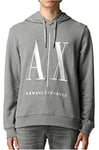 Armani Exchange A|X Large Logo Hooded Sweatshirt Sweat à Capuche, Bros BC09 Grey Melan, S Homme