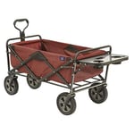 MacSports Collapsible Outdoor Utility Wagon with Folding Table and Drink Holders, Maroon