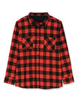 Build Your Brand Checked Flanell Shirt Homme, Noir/Rouge, XL