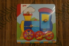 Goki Wooden Lift Out Puzzle 5 Pieces - Train Locomotive