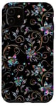 Coque pour iPhone 11 Fleurs arc-en-ciel bleu, rose vif, vert