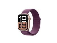 Apple Watch Series 10 46Mm Rose Gold Aluminium Case With Plum Sport Loop Gps+ Cellular Mwy83qc/