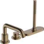 hansgrohe Tecturis S - Mitigeur baignoire 3 trous, Robinet baignoire 2 sorties avec guidage du flexible (sBox), Robinetterie bord de baignoire, Bronze brossé, 73447140