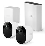 Arlo Ultra 2 Outdoor Smart Home Security Camera CCTV System and FREE extra Battery Pack bundle, 2 Camera kit, white, With Free Trial of Arlo Secure Plan