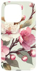 iPhone 15 Pro Pink White Cherry Blossom Pattern Case