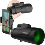 YUIOLIL Gift 12X50 HD BAK4 Prism Phone Monocular Telescopes with Phone Photography Adapter and Phone Tripod for Bird Watching Camping Travelling