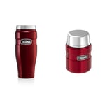 Thermos 101535 Stainless Steel King Travel Tumbler, Red, 470 ml, 1 Count (Pack of 1) & 184807 Stainless King Food Flask, Cranberry Red, 0.47 L