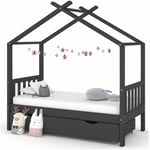 Furniture Limited - Cadre de lit enfant avec tiroir gris foncé