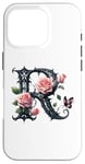 Coque pour iPhone 16 Pro Letter R Initial Floral Monogram Rose Pink Flower Butterfly