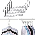 KKNE Space-Saving Hangers, Set de 4 Crochets Magiques, Organisateur et Stockage en métal, Smart Space-Saving Sturdy Metal Hangers with 12 Trous for Heavy Clothes, Mise à Niveau Hook Design