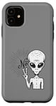 iPhone 11 Funny and cute Grey Alien "No" V-Finger Gesture Case