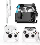 Coque de protection 3 en 1 compatible avec Apple Airpods Pro (2e/1ère génération) avec kit de nettoyage et porte-clés (manette de jeu)