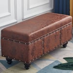 Conteneur coffre simili cuir canapé banc Pouf conteneur 80x40x43cm marron