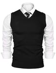 iClosam Pull sans Manche Homme Tricot Gilet Homme, Noir, S - Noir - S