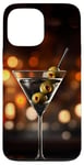 Coque pour iPhone 13 Pro Max Martini Olive Verte Barman Vodka Gin Cocktail Boisson