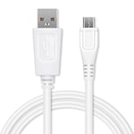 Câble Micro USB vers USB A 2.0 pour Tablette Samsung Galaxy Tab 3 8.0/3 10/4 7/4 8/4 10 / A 7 / A 10 / E 9.6 / S 10.5 / Pro 8.4 / charge et transfert données data 1A PVC blanc