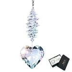 Shario Pendentif Prisme en Forme de cœur en Verre Transparent de 45 mm, Attrape-Soleil pour fenêtres, décoration de Jardin à Suspendre, Cadeaux pour Femme, Maman et Enfants (Transparent)