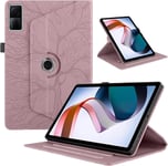 Tablette Coque Pour Xiaomi Redmi Pad 10.61"" 2022 Pu Cuir 360°Rotatif Multi-Angle Stand Flip Cover Arbre De Vie Rotating Étui Housse Protection Tablette Cover, Rose Gold