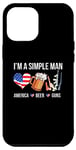 Coque pour iPhone 12 Pro Max I'm A Simple Man America Beer Guns Drapeau USA Independence