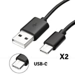 Lot 2 Cables USB-C Chargeur Noir pour Sony Xperia L1 / L2 / L3 - Cable Type USB-C Mesure 1 Metre [Phonillico]