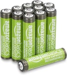 Amazon Basics Piles Rechargeables AAA Haute capacité, 850 mAh, pré-chargées - Lot de 12