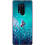 OnePlus 8 Pro Transparent Mobilskal Blå fjäril