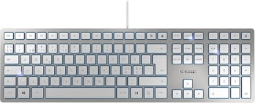 KC 6000 SLIM, clavier au design ultra-plat, layout pan-nordique (QWERTY), filaire (connexion USB-A), silencieux, durable, marquage des touches, argent