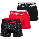 Nike Boxer Homme, Lot De 3 - Trunks, Dri-Fit Micro, Logo À La Taille Noir/Rouge Xl (X-Large)