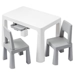 Baroni Toys Table pour Enfant avec 2 Chaises, Ensemble de Table et Chaises en Plastique pour Intérieur et Extérieur avec Tiroir Ouvrable pour Dessiner et Étudier, 50x77x52 cm