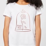 T-Shirt Femme Rose Doré - La Belle et la Bête (Disney) - Blanc - XL