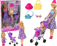 Lean Cars Set Doll Med Baby I Barnvagn Tillbehör