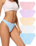 VOENXE Culotte Femme sans Couture,Invisible sous-vêtements Slips Taille Basse,Bas de Bikini Élastique,Culotte Sport Femme,Seamless Women Underwear Panties,Multipack Lot de 5