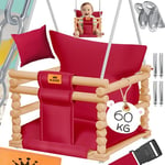 KIDIZ® Balançoire pour enfants avec rembourrage | balançoire en bois avec anti-basculement jusqu'à 60 kg | réglable en hauteur pour l'intérieur et l'extérieur | 0,5 à 3 ans